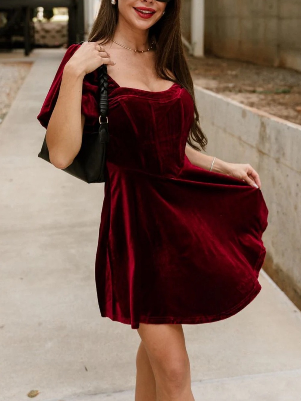 Day + Moon Burgandy Velvet Mini Corset Dress Boutique NWT Medium Fall Holiday